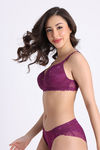Zivame La Flamme Padded Non Wired 3/4th Coverage Lace Bra - Dark Purple — thumbnail 3